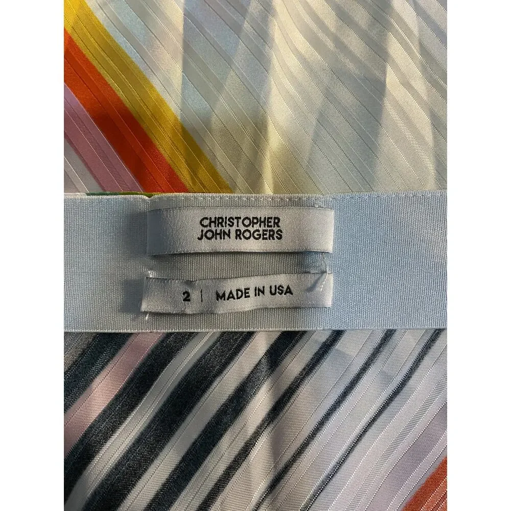 Christopher John Rogers Vibrant Multicolor Bias Maxi Skirt Size 2 - Picture 5 of 6